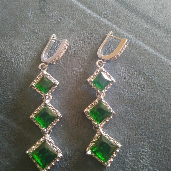 Jade sterling silver earrings - Picture 4 of 7